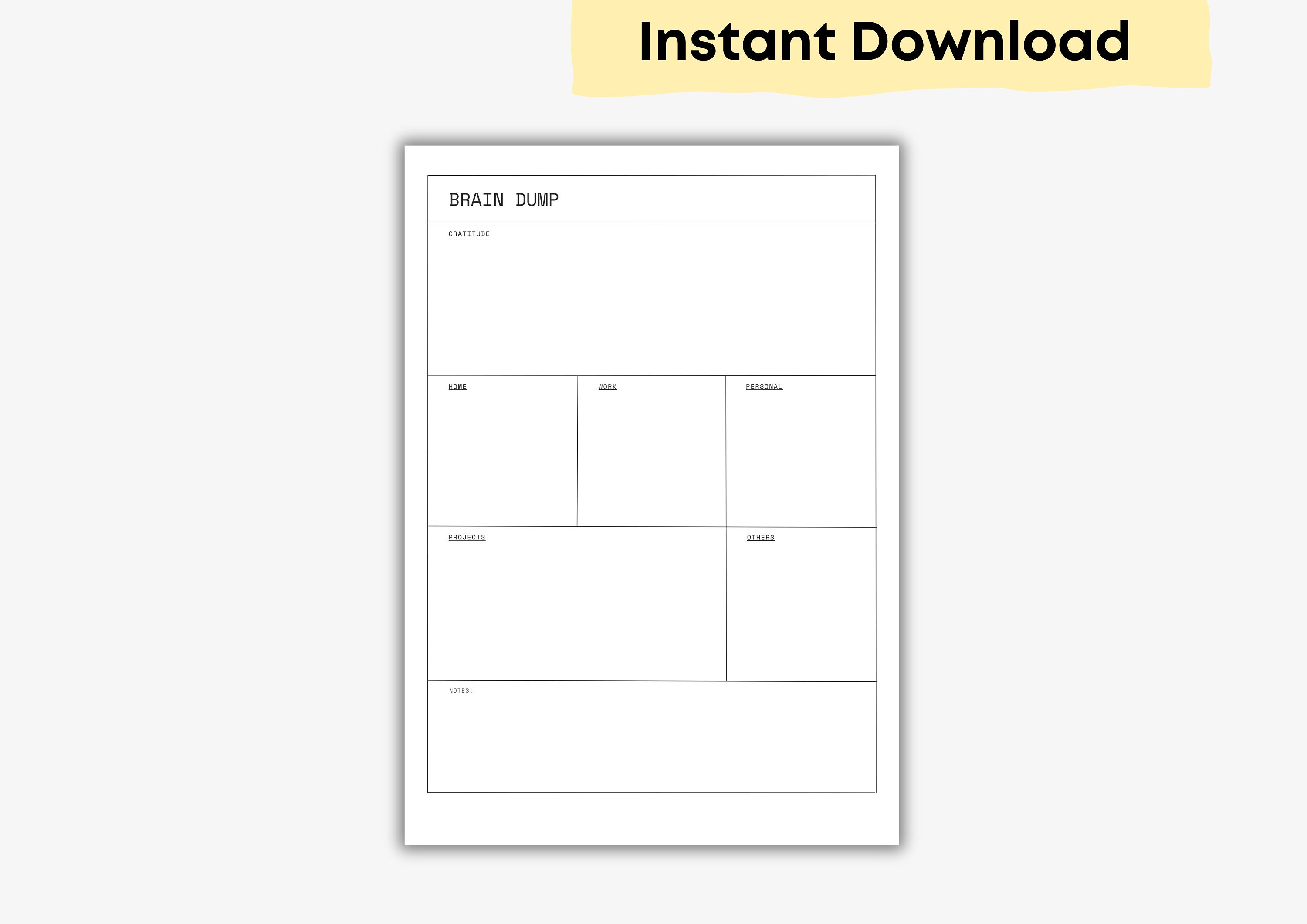 Brain Dump Template Printable and Digital - Etsy