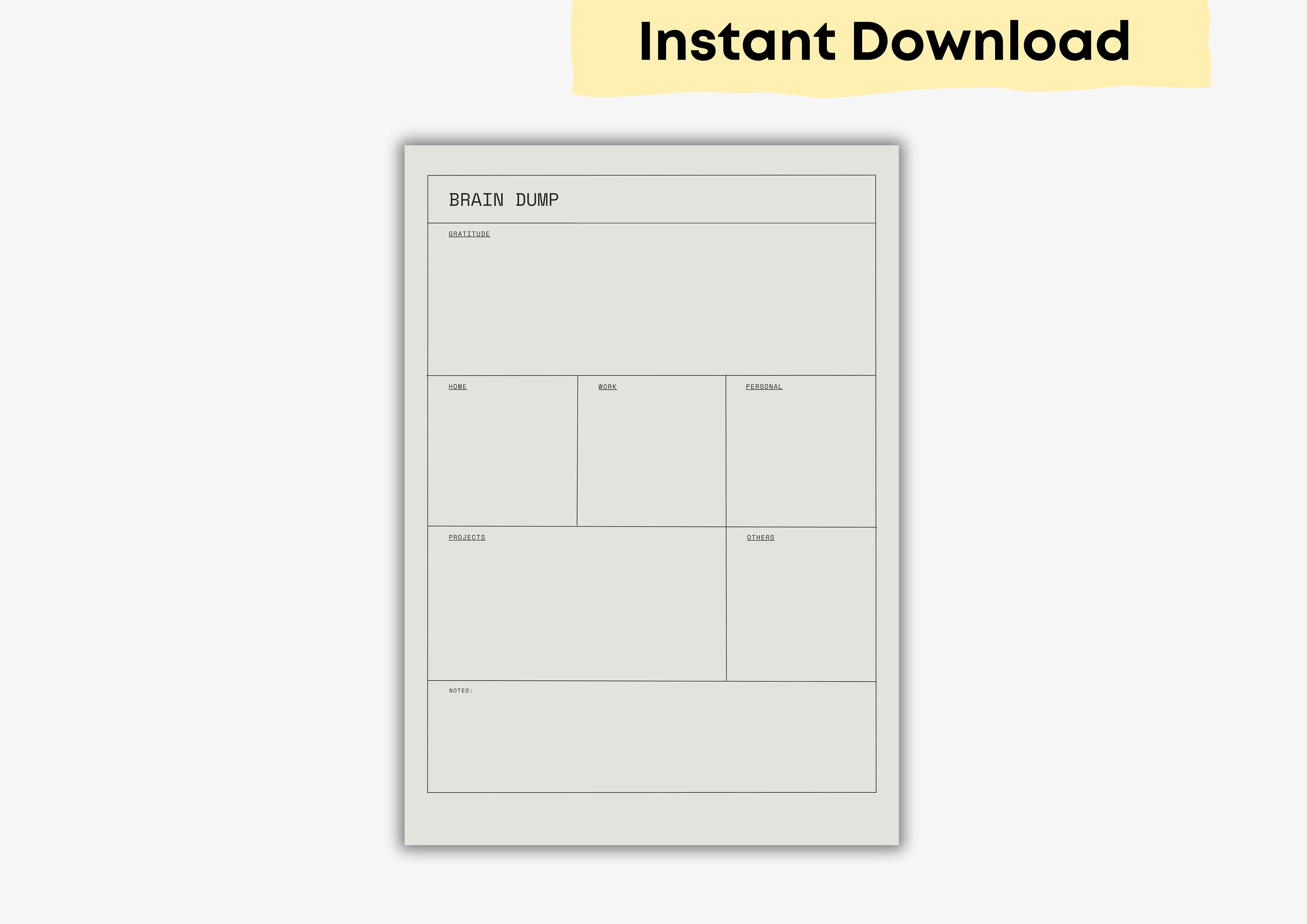 Brain Dump Template Printable and Digital - Etsy
