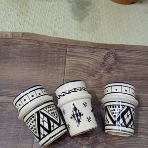 Set of three ceramic mugs - hand painted mug_ black and white geometric mug_ handmade ceramic mugs_ mug