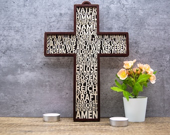 Our Father in Heaven - A prayer that everyone knows, and now also available as a decorative cross. SVG, DXF for laser and CNC