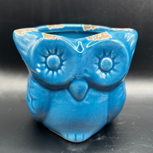 small porcelain / ceramic turquoise blue owl