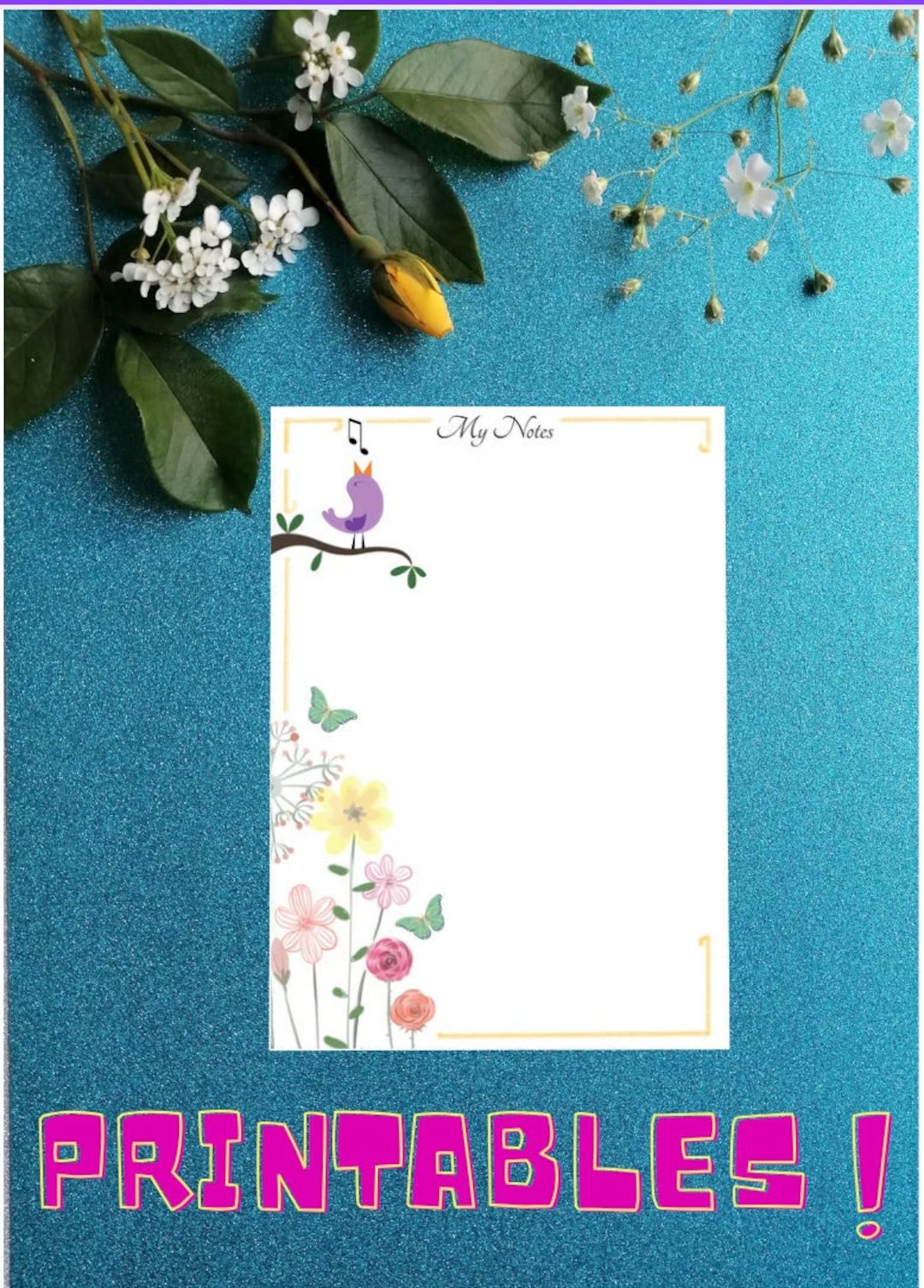 Notes Taking Template | Unlined & Lined Stationery | Instant Download ...