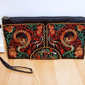 Boho Zipper Bag - Handmade Bohemian Bag - Dragon Style Purse