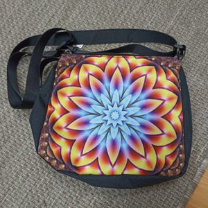 Black Bag with Mandala - Handmade Bohemian Bag with Zipper