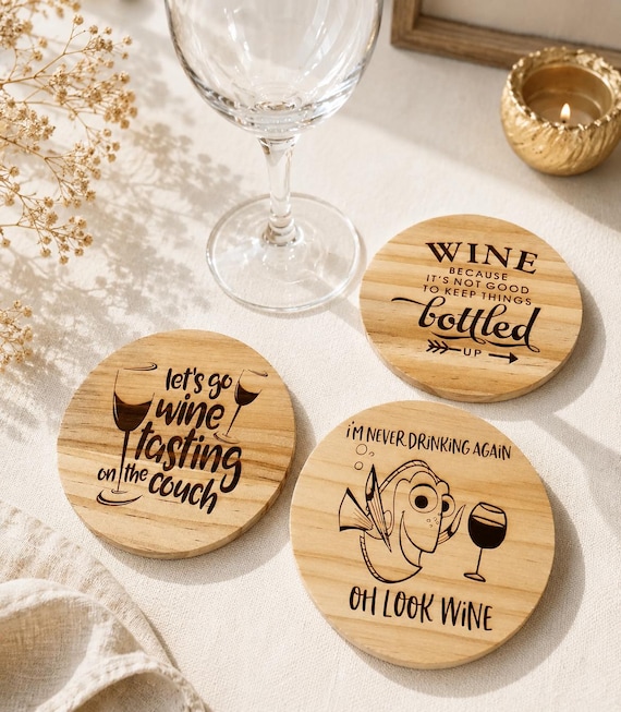 Funny Wine Coaster, Wooden Wine Lover Gift, Engraved Coaster, Funny Gift for Wine Lovers