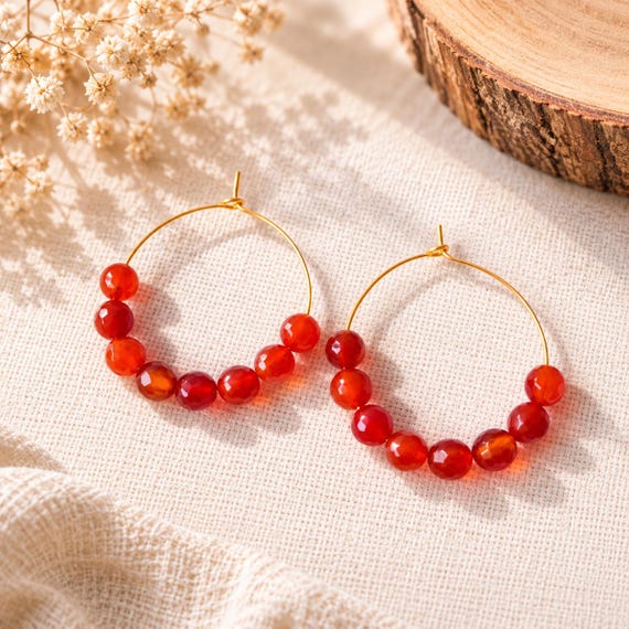Gemstone Chips Hoop Earrings, Natural Rose Quartz Amethyst Yellow Jasper Red Quartz Jewelry, Colorful Crystal Crystal Hoops Gift for Her
