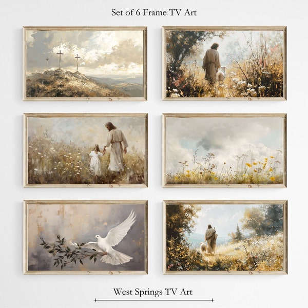 Samsung Frame TV Art Christian Religious Bundle, Best Seller, Cross Passion, He is Risen, Jesus Leaves 99, Child of God, Digital Download