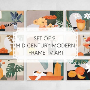 Samsung Frame TV Art Set of 9, Mid Century Modern Abstract, Fruit and Floral, Instant Download, digital tv art, abstract tv art,tv wallpaper