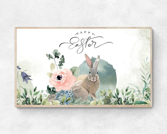 Frame TV Art, Easter Bunny Tv Art, watercolor tv art, Instant Download, Frame TV wallpaper, Digital Art, Digital Download, Happy Easter