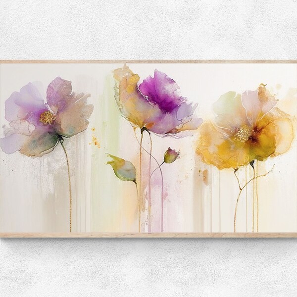 Samsung Frame TV Art, Abstract Watercolor Flowers, floral tv art, Spring tv art, Instant Download, Samsung Art TV, Tv wallpaper, Digital Art