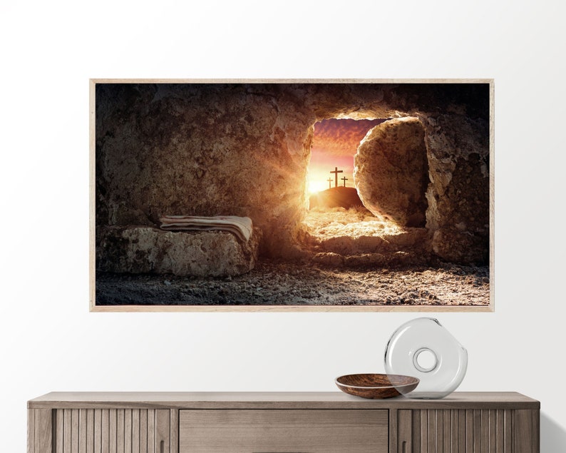 Samsung Frame TV Art Easter, Christian Cross, He is Risen, Religious tv Art, Instant Download, TV wallpaper, Digital Art, Digital Download image 4