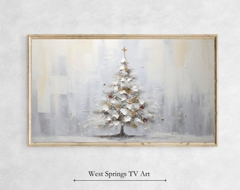 Frame TV Art, Abstract Oil Painting Christmas Tree, Modern tv art,Instant Download,Samsung Art TV, TV wallpaper,Digital Art,Digital Download