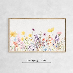 Frame TV Art, Aquarelle Fleurs sauvages, Spring frame tv art, floral frame tv art, Téléchargement instantané, Samsung Art TV, Fond d’écran TV, Art numérique