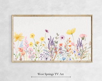Frame TV Art, Watercolor Wildflowers, Spring frame tv art, floral frame tv art, Instant Download, Samsung Art TV, Tv wallpaper, Digital Art