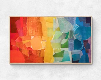 Samsung Frame TV Art, Abstract Art, Rainbow Paper background, Instant Download, digital art for tv, tv wallpaper, Home office décor
