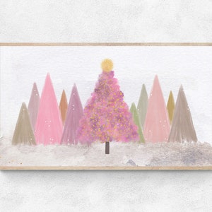 Samsung Frame TV Art Christmas, Pink Christmas Tree Artwork, Holiday Frame Tv, Instant Download, Samsung Art TV, Frame TV Art, Digital art