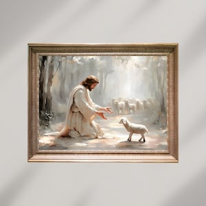 Jesus and Lamb, Digital Download, Take You Home, Lost sheep, Jesus Leaves the 99, The Good Shepherd, Christian Religious painting, LDS Art
