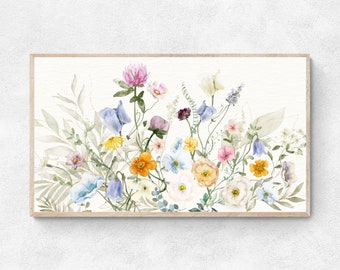 Frame TV Art, Watercolor Wildflowers, Spring frame tv art, floral frame tv art, Instant Download, Samsung Art TV, Tv wallpaper, Digital Art