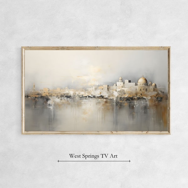 Samsung Frame TV Art Jerusalem City, Abstract Painting, Christmas Holiday Home Décor, Instant Download, tv wallpaper, digital download