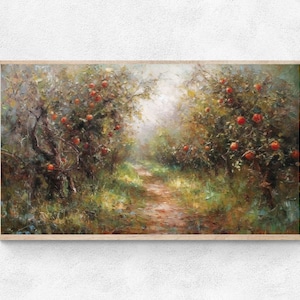 Samsung Frame TV Art Summer Apple Orchard, Oil Painting Textured tv art, Instant Download, digital download, tv wallpaper, Home wall décor