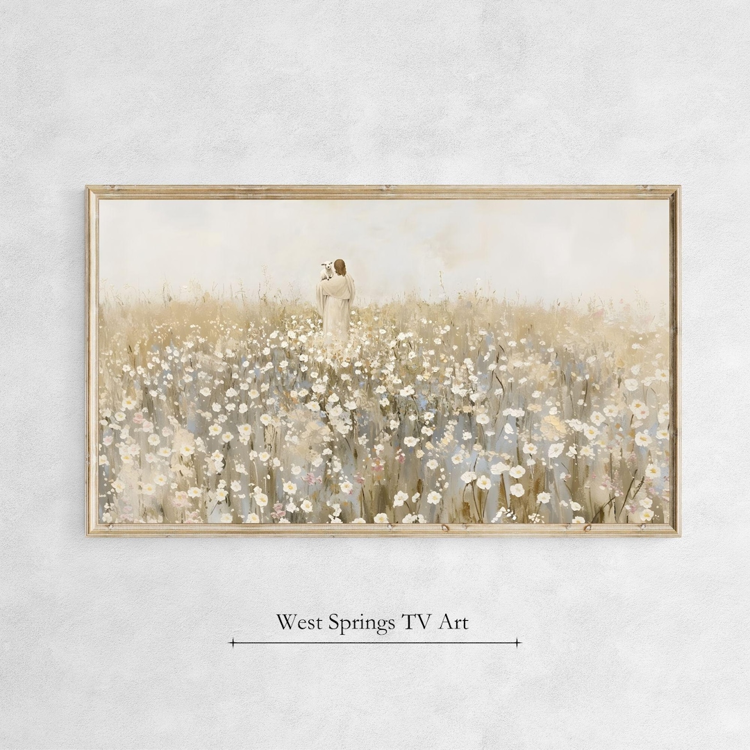 Frame Tv Art Jesus And Lamb Carry You Home Jesus Leave The 99 The