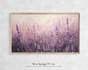 Art tv cadre, peinture à l'huile champ de lavande, art tv cadre printanier, art tv cadre floral, téléchargement immédiat, Samsung Art TV, papier peint tv, art numérique