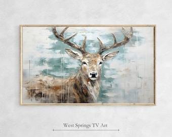 Samsung Frame TV Art, Forest Deer, Christmas Holiday Tv Art, Winter Animal, Instant Download, digital art, tv wallpaper, digital download