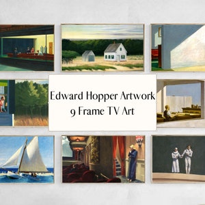 Samsung Frame TV Art Set of 9 Edward Hopper Artwork, Vintage Tv Art, Realism Oil Paintings, Instant Download, digital tv art, tv wallpaper,
