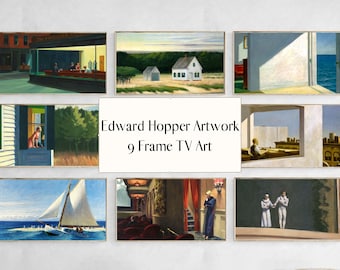 Samsung Frame TV Art Set of 9 Edward Hopper Artwork, Vintage Tv Art, Realism Oil Paintings, Instant Download, digital tv art, tv wallpaper,