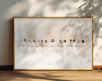 Last Supper Wall Art, Printed Poster, Modern Minimalist Christian Home Décor, Religious Faith Gift, Jesus Art, Spiritual Gift, Church Décor