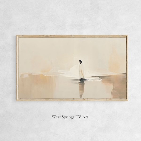 Frame TV Art, Jesus Walks on Water, Christian Religious oil painting, Instant Download, Modern Minimal Abstract Digital Art,Digital Download