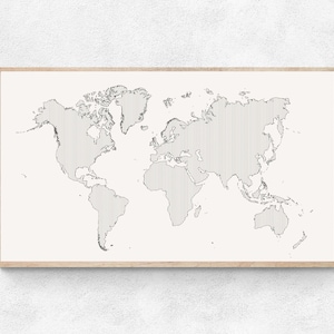 Samsung Frame TV Kunst, Schwarz weiß Weltkarte, Minimalistisch, Sofort Download, digitale Kunst für TV, TV Wallpaper, Home Office Dekor, 4k TV Kunst