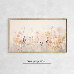 Frame TV Art,Abstract Pastel Botanical Flower Painting,Spring frame tv art,floral frame tv art,Instant Download,Samsung Art TV, Tv wallpaper