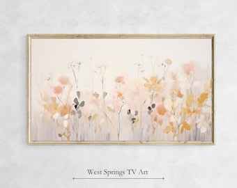 Frame TV Art,Abstract Pastel Botanical Flower Painting,Spring frame tv art,floral frame tv art,Instant Download,Samsung Art TV, Tv wallpaper