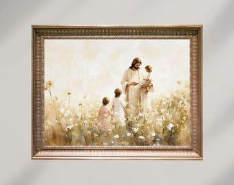 Jesus Christ with Children, Child of God, Peace in Christ, Digital Download, Christian Religious Print, Bible Printable Wall Art, LDS art
