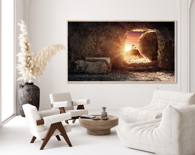 Samsung Frame TV Art Easter, Christian Cross, He is Risen, Religious tv Art, Instant Download, TV wallpaper, Digital Art, Digital Download image 7