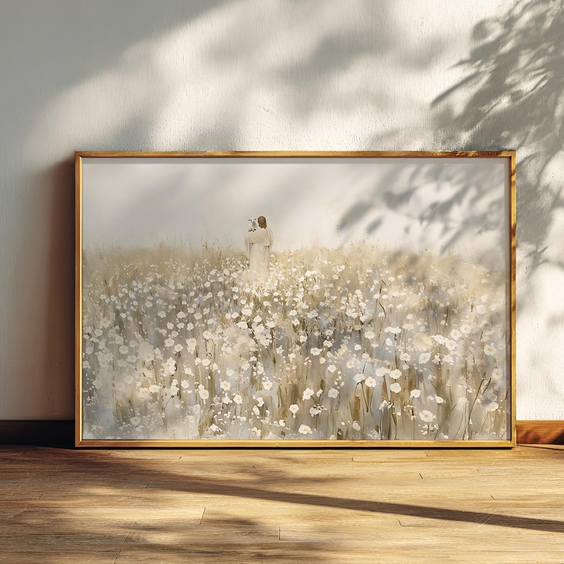 32x 24 Matte Jesus and Lamb, Printed Poster, Carry You Home, Lost sheep, Jesus Leaves the 99, The Good Shepherd, Christian Religious painting, LDS Art