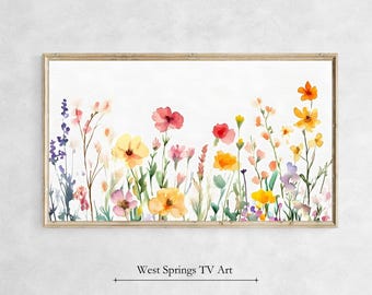 Frame TV Art, Watercolor Wildflowers, Spring frame tv art, floral frame tv art, Instant Download, Samsung Art TV, Tv wallpaper, Digital Art