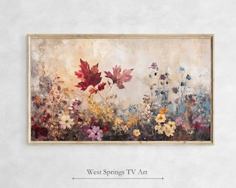 Frame TV Art, Vintage Style Wildflowers, Fall frame tv art, floral frame tv art, Instant Download, Samsung Art TV, Tv wallpaper, Digital Art