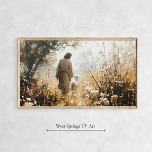 Frame TV Art, Jesus Leaves the 99, Christian Religious oil painting, Instant Download,Spring Frame TV wallpaper,Digital Art,Digital Download