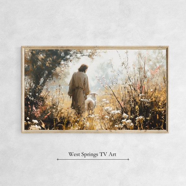 Frame TV Art, Jesus Leaves the 99, Christian Religious oil painting, Instant Download,Spring Frame TV wallpaper,Digital Art,Digital Download