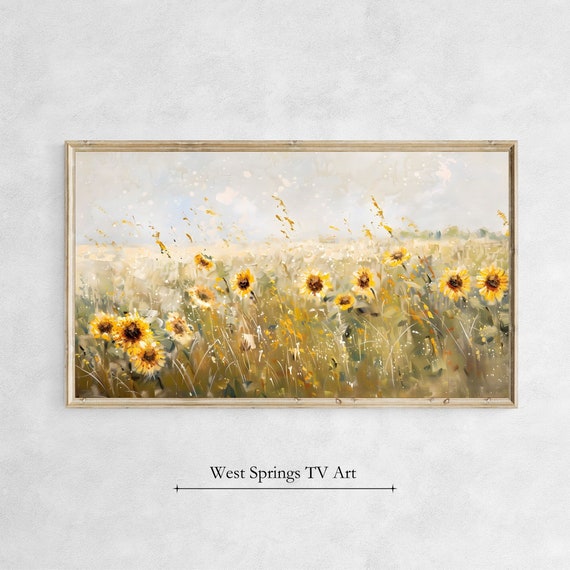 Frame TV Art Summer Sunflowers, Vintage Style Spring Floral Painting, Summer Garden, Digital Download, Botanical Floral Art, Farmhouse Decor
