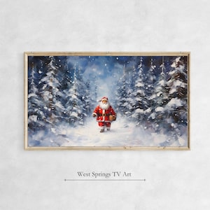Frame TV Art Santa is coming, Santa Claus in woods, Christmas Holiday Décor, Instant Download, digital art, tv wallpaper, digital download