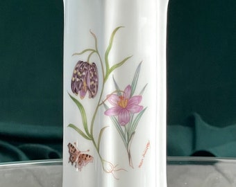 Gleneagles Vintage Vase Fine Bone China design by Helen Philipps, Flowers and Butterflies