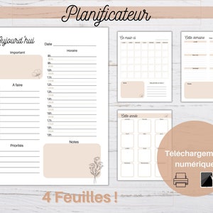 Planner with printable priorities, Agenda, Time organizer, Day, month, week and year planner set, Pastel
