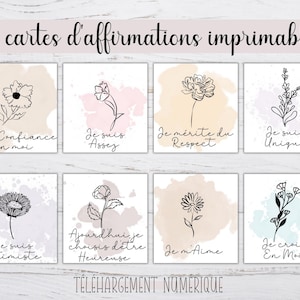 30 Cartes d’affirmations positives en français, Cartes d’affirmations imprimables, Confiance en soi, Estime de soi, Amour de soi, Motivation