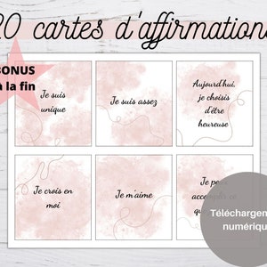 Cartes d'affirmations positives imprimables, Phrases inspirantes, Phrases de motivation, Phrases positives, Affirmations positives français