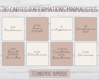 Affirmations positives en français, Cartes d’affirmations positives imprimables, Estime de soi, Amour de soi, Affirmations minimalistes