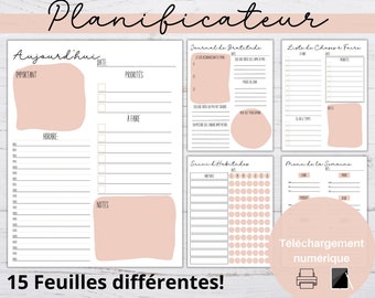 Planner with priorities, Gratitude journal, To do list, undated, Time organizer, Printable agenda, Planner in French