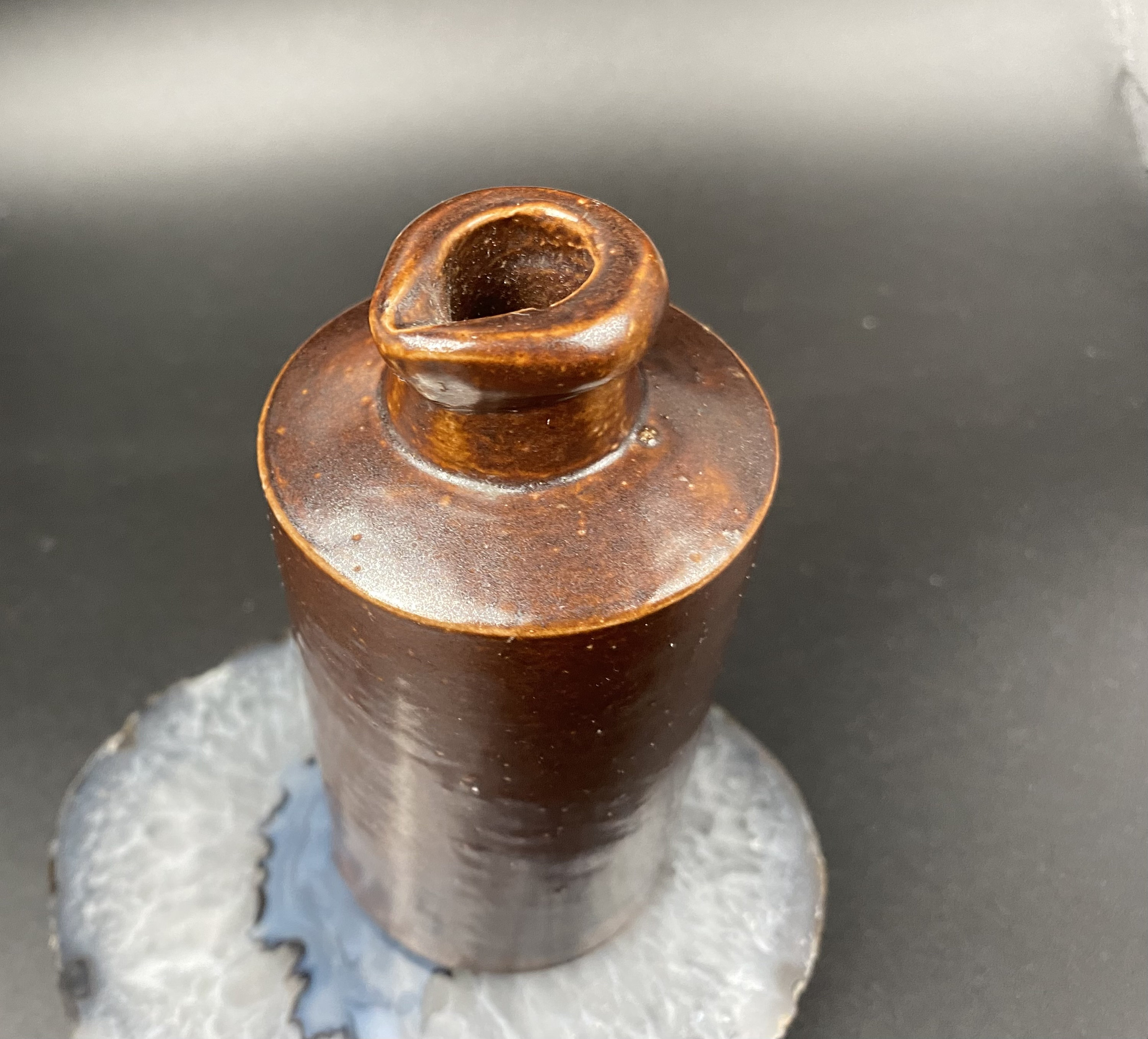 Doulton Lambeth Ink Bottle Ceramic Stoneware Brown in Color & 4.5 High